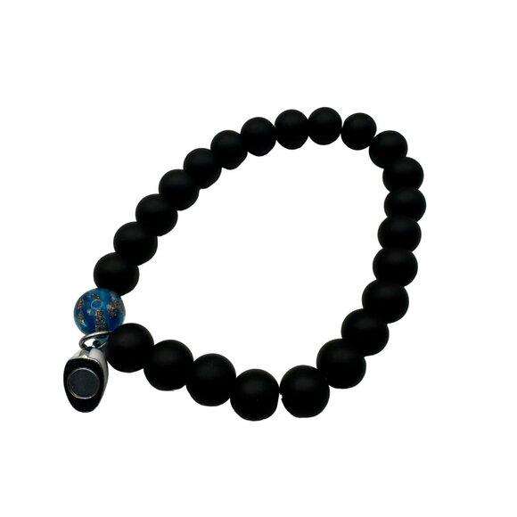 Yin Yang Friendship Bracelets Set With Heart Charm & Blue Accents - Picture 4 of 6